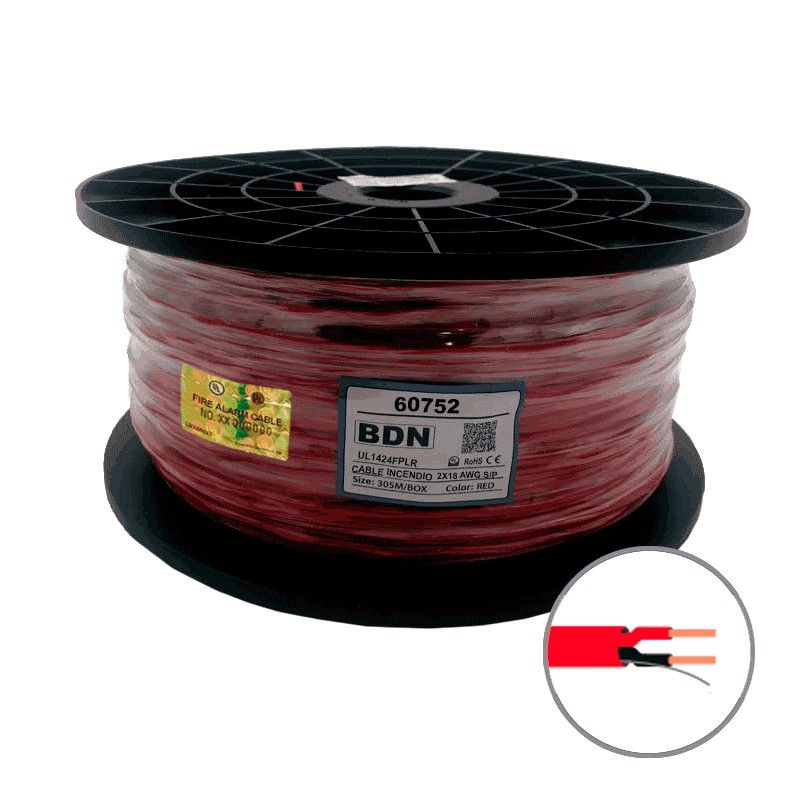 Cable Para Sistemas Incendio AWG18 Unifilar Sin Blindaje