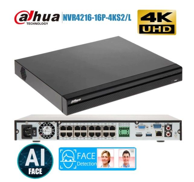 NVR 16CH 16PoE 4K 2HDD.