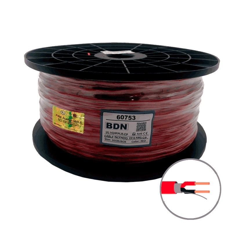 Cable Para Sistemas Incendio AWG18 Unifilar Sin Blindaje