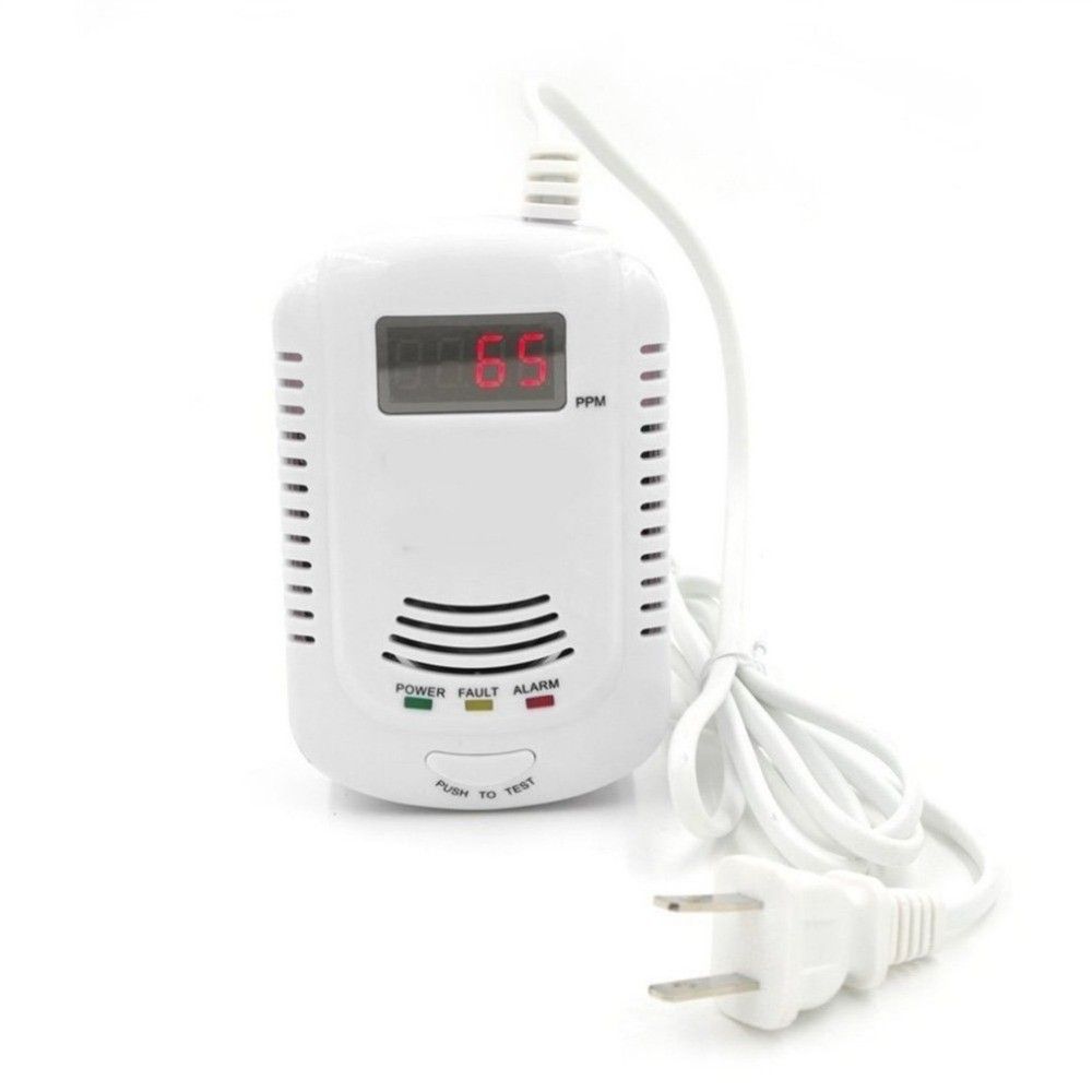 Sensor de gas con alarma enchufable con advertencia de voz y bateria 9v