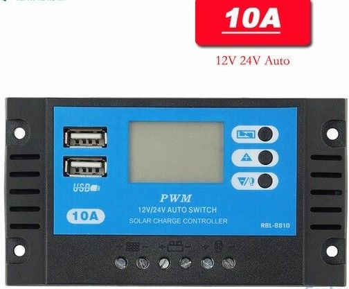 Controlador de carga Solar PWM 10A 12 V 24 V