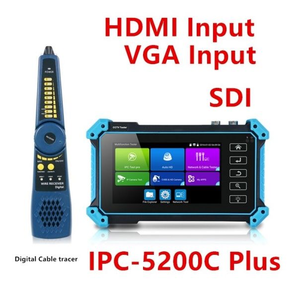 Tester cctv 5″ 8Mpx 4K CVI/AHD/TVI/IP, VGA/HDMI,POE,WIFI,probador cables.