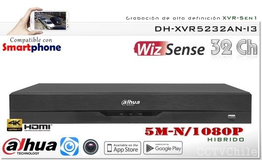 XVR WizSense 32Ch BNC (32 IP).Perimetro,Inteligencia Artificial IA.Dahua