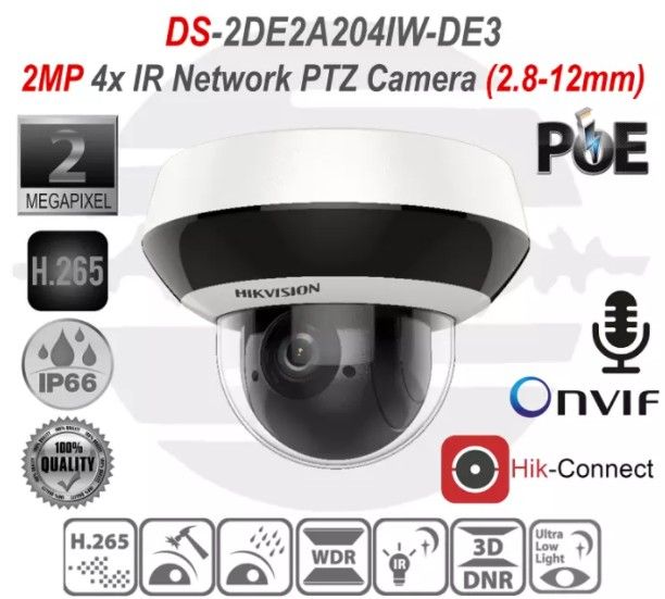 Mini PTZ IP 1080P Zoom 4X/IR 20M/WDR Real. Hikvision