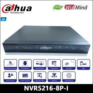 NVR 16CH 4K 320mbps 2 DD + 8 PoE DAHUA Reconocimiento facial Proteccion perimetro