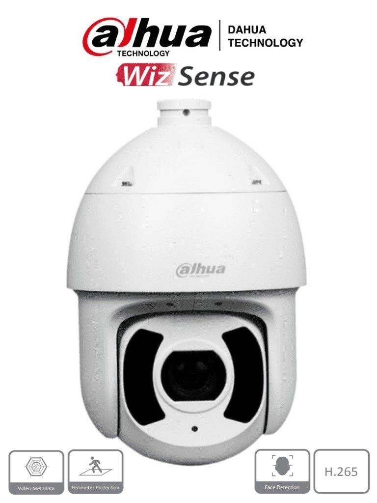 Cámara Dahua IP PTZ 4MP 45X IR250 Alarma/Audio/Slot MicroSD Starlight IVS IP67 IK10.Dahua