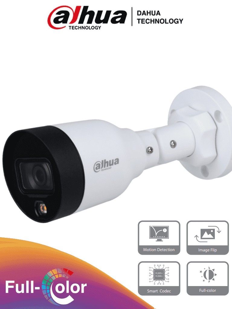 Cámara Dahua IP Bala Full-Color 2MP 2.8mm LED15 PoE IP67 DWDR Dahua.