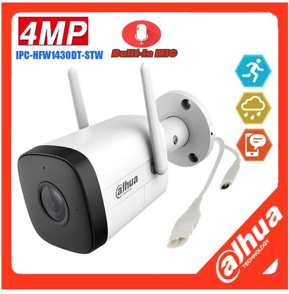 Cámara Dahua IP Bala 4MP 2.8mm IR30 Wifi Slot MicroSD, altavoz, SMD IP67.Dahua