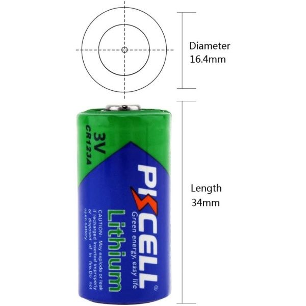 CR17335E/CR123A Pila litio 3V 1,5AH no recargable.PKCELL