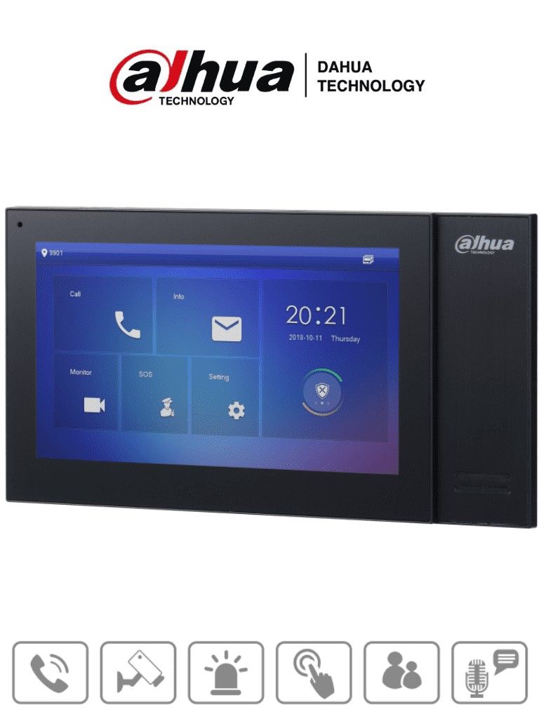 Monitor interno para video portero 7" sip negro Dahua
